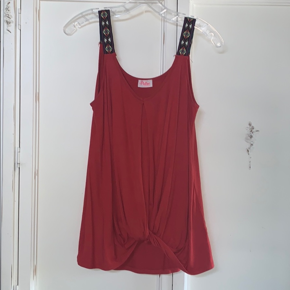 Rust Front Knot Tank Top